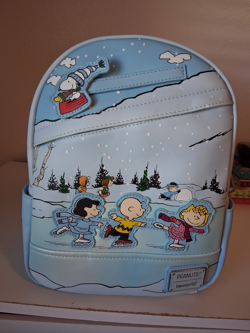Peanuts Loungefly Ice Skating Mini Backpack - Light Blue